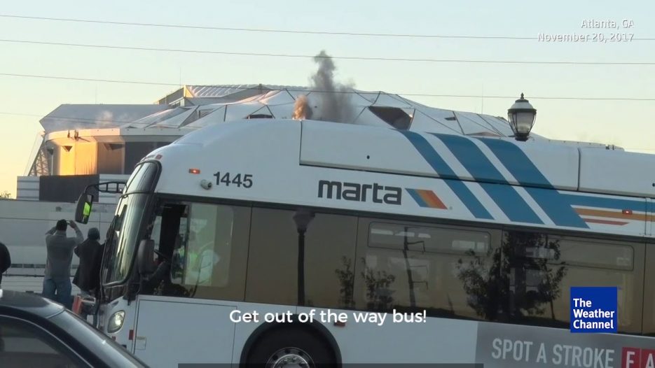 Bus Photobombs The Weather Channel’s Stream of Georgia Dome Implosion