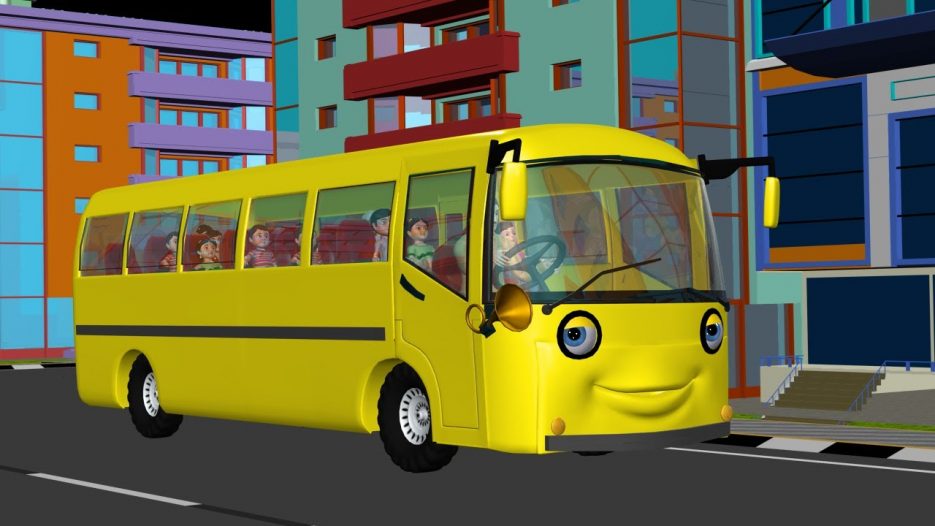 The Wheels on the Bus go round and round — 3D Animation English rhyme for children