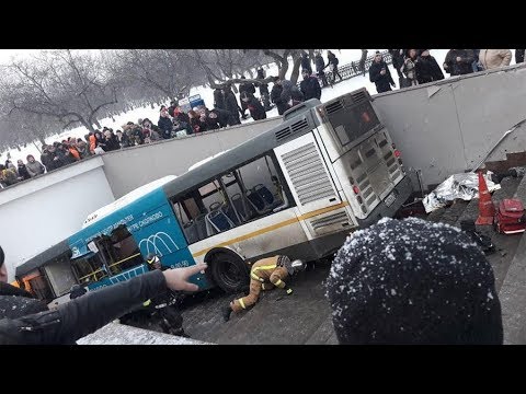Runaway Bus Crashes into Underground Passage in Moscow, Russia