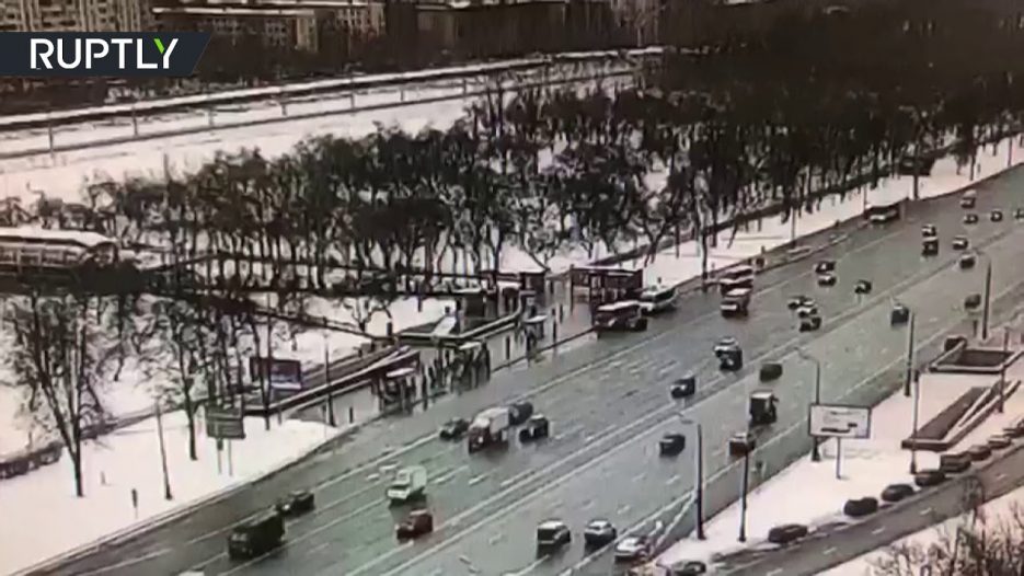 Moment bus rammed into pedestrians in Moscow